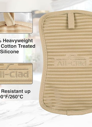 All-Clad Premium Pot Holder & Hot Pad: Heat Resistant to 500 Degrees - 100% Cotton, 10"x6.25" Hot Pad for Kitchen and Barbeque, (1-Pack), Cappuccino