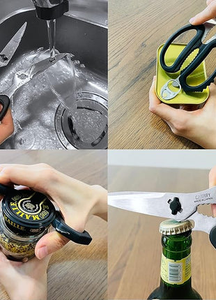 CANARY Japanese Kitchen Scissors Heavy Duty 8.2", Made in JAPAN, Dishwasher Safe Come Apart Blade, Multipurpose Kitchen Scissors, Sharp Serrated Japanese Stainless Steel, Black