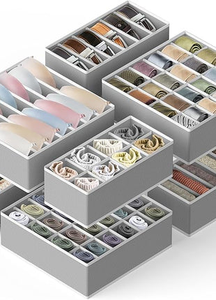 Simple Houseware Closet Underwear Organizer Drawer Divider Assorted 7 Pieces, Gray