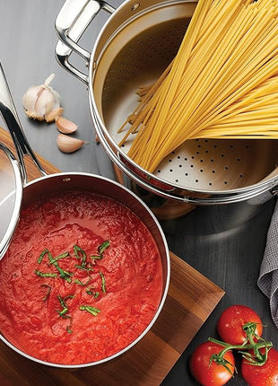 Tramontina Tri-Ply Clad Stainless Steel 14-Piece Cookware Set with Glass Lids, Pots and Pans Kitchen Set, Induction-Ready, Dishwasher-Safe, NSF-Certified