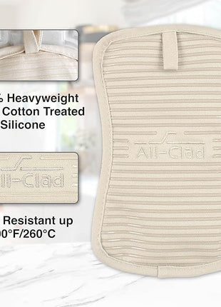 All-Clad Premium Pot Holder & Hot Pad: Heat Resistant to 500 Degrees - 100% Cotton, 10"x6.25" Hot Pad for Kitchen and Barbeque, (1-Pack), Almond