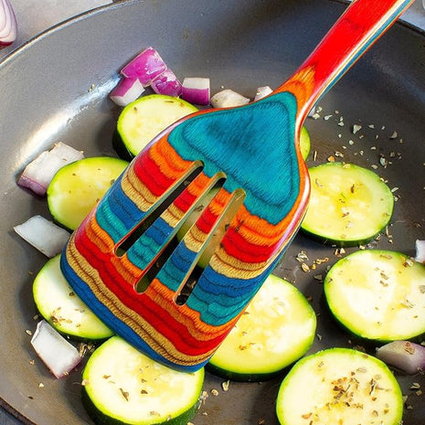 Totally Bamboo Baltique Montego Bay Collection 12-1/2" Wooden Slotted Spatula, Safe for Nonstick