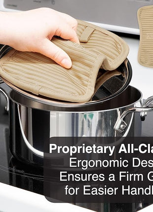 All-Clad Premium Pot Holder & Hot Pad: Heat Resistant to 500 Degrees - 100% Cotton, 10"x6.25" Hot Pad for Kitchen and Barbeque, (1-Pack), Cappuccino