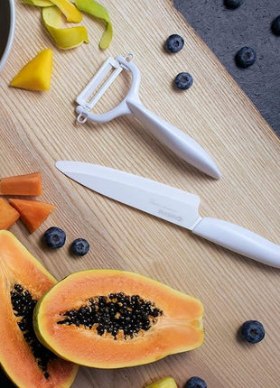 KYOCERA Revolution 2-piece Ceramic Knife Gift Set, 5.5 inch Santoku and 3 inch Paring, White