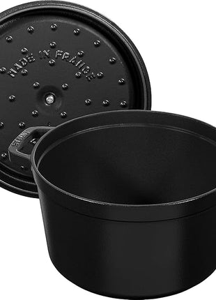 Staub Cast Iron Dutch Oven 5-qt Tall Cocotte, Made in France, Serves 5-6, Matte Black