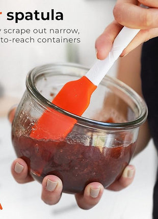 M KITCHEN WORLD Heat Resistant Silicone Spatulas Set | Rubber Spatula Kitchen Utensils Non-Stick for Cooking, Baking and Mixing | Ergonomic, Dishwasher Safe Bakeware Set of 4, Orange