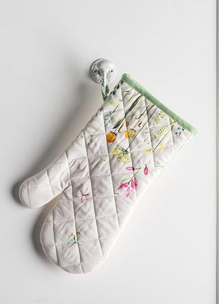 Maison d' Hermine Oven Gloves 100% Cotton Oven Mitt 7" x 13" with Loop Heat Resistant, BBQ, Cooking Gloves, Baking, Grilling, Kitchen, Handling Hot Pans Spring/Summer (Pack of 1, Botanical Fresh)
