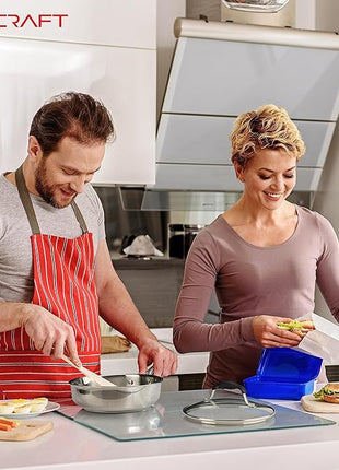 AVACRAFT 18/10 8 Inch Stainless Steel Frying Pan with Lid, Side Spouts, Induction Pan, Versatile Stainless Steel Skillet, Fry Pan in our Pots and Pans (Stainless Steel, 8 Inch)