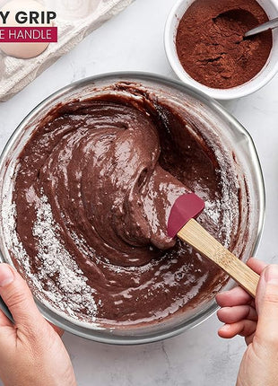 AVACRAFT 18/10 Stainless Steel Mixing Bowls with Lids, non slip silicone base bowls with Handle, Mixing Bowl Set with Pour Spouts & Measurement Marks, Home Essentials Cooking Bowls, (Black)