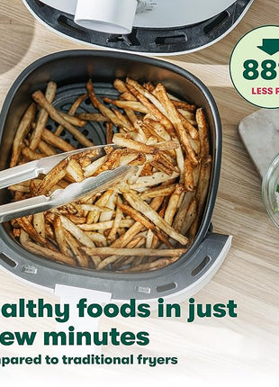 BELLA 2.9QT Manual Air Fryer, No Pre-Heat Needed, No-Oil Frying, Fast Healthy Evenly Cooked Meal Every Time, Removeable Dishwasher Safe Non Stick Pan and Crisping Tray for Easy Clean Up, Matte White