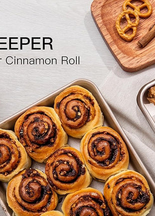 HONGBAKE Toaster Oven Pan Nonstick Set of 2, Premium 1/8 Sheet Pan for Baking, Small Cookie Sheet Tray, Dishwasher Safe and Heavy Duty - Rose Gold