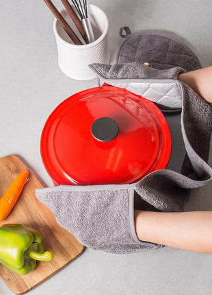 DII Basic Terry Collection 100% Cotton Quilted, Double Mitt, Gray