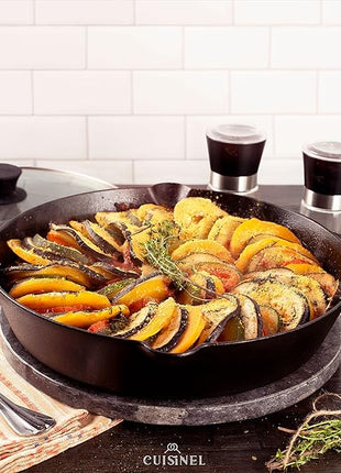 Cast Iron Skillet Set - 8"+10"+12"-Inch Dual Handle Frying Pans + Glass Lids + Silicone Handle Holder Covers - Pre-seasoned Oven Safe Cookware - Indoor/Outdoor Use - Grill, Stovetop, Induction Safe