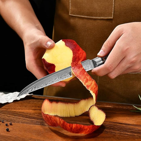 Damascus Utility Knife 5.5" Chef Knife Kitchen VG10 Stainless Steel Core 67-Layer Hand Forged Razor Sharp Edge Ergonomic Handle Precision Slicing Boning Trimming Carving Gift Idea