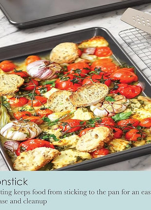 Chicago Metallic Professional Non-Stick Cookie and Jelly-Roll Pan Set with Cooling Rack, 17 by 12.25 Inches