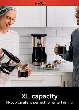 Ninja Programmable XL 14-Cup Coffee Maker PRO with Permanent Filter, 2 Brew Styles Classic & Rich, Delay Brew, Freshness Timer & Keep Warm, Dishwasher Safe, Copper, DCM201CP