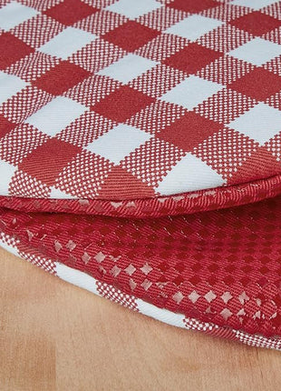 KitchenAid Gingham Cotton Mini Oven Mitt 2-Pack Set, Passion Red, 5.5"x8"