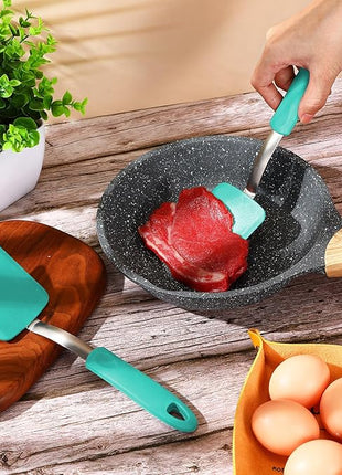 Silicone Cookie Spatula Turner 2 Pack Mini Brownie Spatula Flexible Kitchen Small Silicone Turner for Nonstick Cookware Heat Resistant No Scratch Flipper for Egg Pancake(Green)