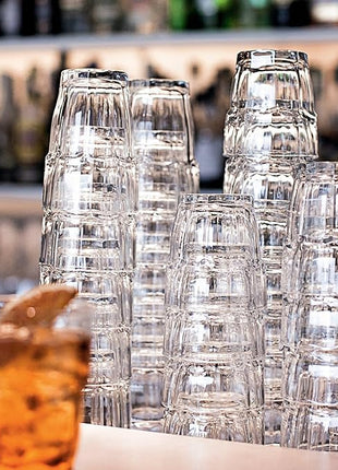 Bormioli Rocco Rock Bar 16.25 oz. Cooler Stackable Tempered Beverage Glasses for Cold Drinks, Water, and Cocktails, Set of 6, Clear