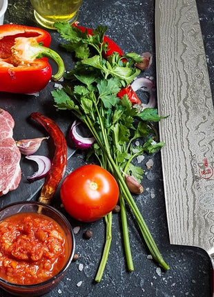 Dalstrong Chef Knife - 12 inch Long Blade - Shogun Series ELITE - Damascus - Japanese AUS-10V Super Steel Kitchen Knife - Black G10 Handle Cooking Knife - Razor Sharp Chef's Knife - w/Sheath