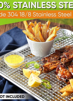 Spring Chef 11.8 x 17 Inch Stainless Steel Cooling Racks for Cooling & Baking - Oven Safe - Wire Roasting Racks for Oven Use - Fits Half Sheet Cookie Pan - Dishwasher Safe - Set of 2