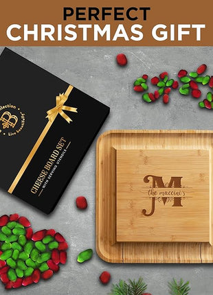 Personalized Charcuterie Board Gift Set - Custom Engraved Charcuterie Boards, Bamboo Cheese Board & Meat Platter - Wedding Gifts, Housewarming Gift for New Home, Anniversary, Birthday, Christmas Gifts