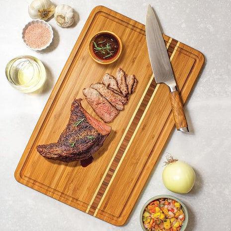 Totally Bamboo Dominica Large Cutting Board with Juice Groove, 20-5/8" x 12-1/2"