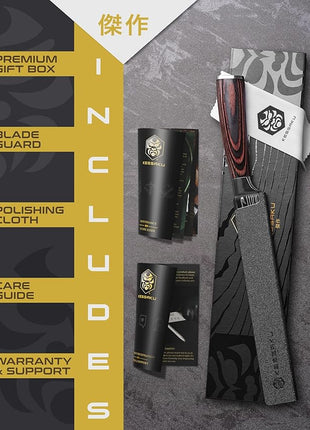 KESSAKU Serrated Bread Knife - 8 inch - Samurai Series - Razor Sharp Kitchen Knife - Forged 7Cr17MoV High Carbon Stainless Steel - Wood Handle with Blade Guard