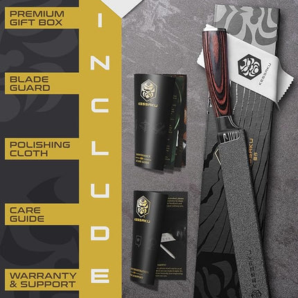 KESSAKU Serrated Bread Knife - 8 inch - Samurai Series - Razor Sharp Kitchen Knife - Forged 7Cr17MoV High Carbon Stainless Steel - Wood Handle with Blade Guard