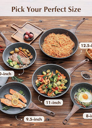 SENSARTE Nonstick Frying Pan Skillet, Swiss Granite Coating Omelette Pan, Healthy Stone Cookware Chef's Pan, PFOA Free (8/9.5/10/11/12.5 Inch) (9.5 Inch)