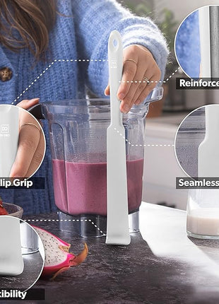 DI ORO Silicone Blender & Jar Spatulas - Heat Resistant Kitchen Utensil Set for Cooking, Mixing, Baking, & Scraping (2pc, Stone)