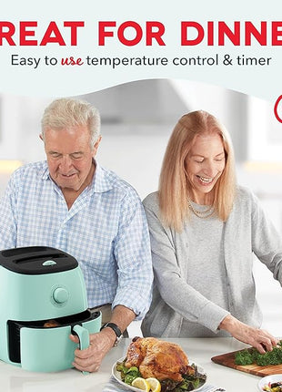 DASH Tasti-Crisp™ Electric Air Fryer Oven, 6 Qt. Family Size, Aqua – Compact Air Fryer with Large Basket for Healthier Food in Minutes, Ideal for Small Spaces - Auto Shut Off, Analog, 1700-Watt