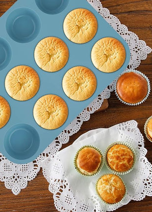 Economical 7in1 Nonstick Silicone Baking Cake Pan Cookie Sheet Molds Tray, Heat Resistant Bakeware Tools for Muffin Loaf Bread Pizza Cupcake