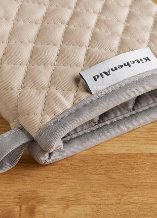 KitchenAid Asteroid Mini Oven Mitt Set, 5.5"x8", Milkshake Tan, 2 Piece