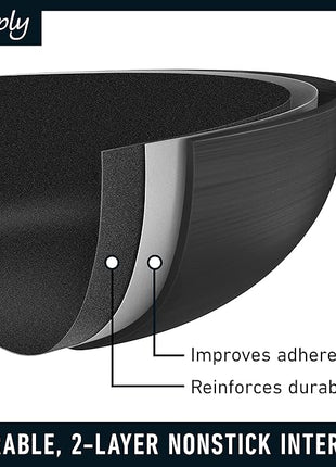 Calphalon 10-Piece Non-Stick Kitchen Cookware Set Black Pots & Pans with Stay-Cool Stainless Steel Handles Hard-Anodized Aluminum for Even Heating