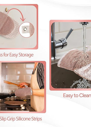 Casa Platino Cute Oven Mitts & Pot Holders, 4-Piece – Oven Mitts Heat Resistant for Grilling & Baking, Pot Holder for Hot Cookware & Microwave – Withstands Up to 500°F, Non-Slip – Canyon Rose