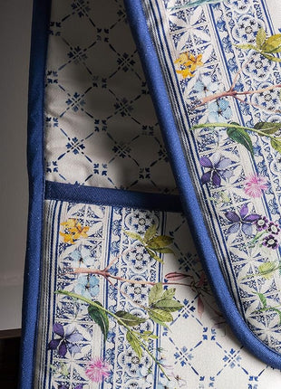 Maison d' Hermine Double Oven Mitts 100% Cotton 7"x35" Double Oven Mitt Heat Resistant BBQ Cooking Gloves with Loop, Baking, Grilling, Home, Kitchen, Handling Hot Pans Spring Summer (Faience)