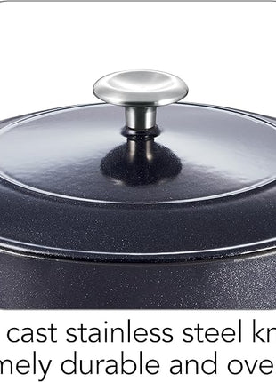 Tramontina 80131/038DS Enameled Cast Iron Covered Round Dutch Oven, 5.5-Quart, Dark Blue