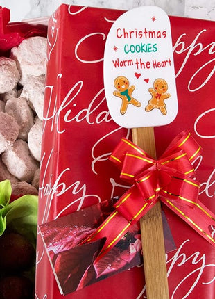 3 Piece Christmas Silicone Spatula Set with lovely bow and gift card. Easy clean, durable, high temperature and stain resistant with bamboo handles.