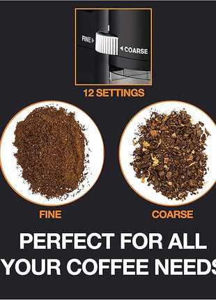 KRUPS Precision Burr Coffee Grinder: 12 Settings, 8 oz Capacity for Drip, French Press, Espresso, Pour Over, Cold Brew - Stainless Steel, 110W, Auto-Stop, Easy Clean - Coffee Grinders for Home Use