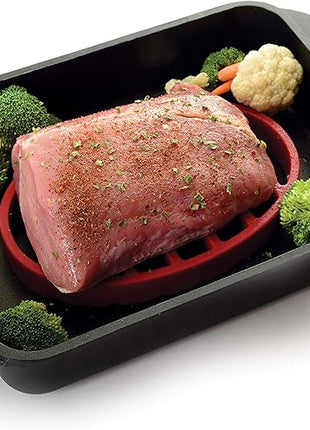 Norpro 405 Oval Silicone Roast Rack, Red 9x6