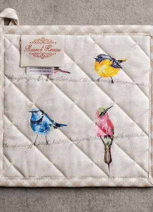 Maison d' Hermine Birdies On Wire 100% Cotton Pot Holder, 8 - inch by 8 - inch.