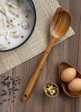 FAAY 13.5” Left-Handed Corner Wooden Spoon – Angled Teak Cooking Utensil for Left-Hand Use, Ergonomic Scraper & Stirring Spoon, Handcrafted Thai Teak, Safe for Nonstick Cookware