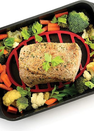 Norpro 405 Oval Silicone Roast Rack, Red 9x6