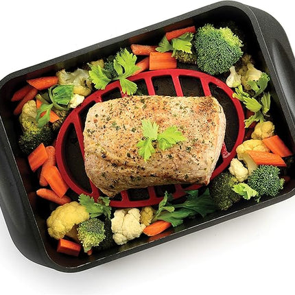 Norpro 405 Oval Silicone Roast Rack, Red 9x6