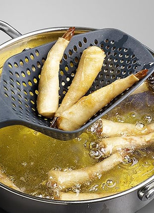 Joseph Joseph Scoop Plus Colander, Spoon Drainer/Strainer, Scoop, Drain and Serve, heat resistant up to 200°C (392°F), Dishwasher safe, Large, Black