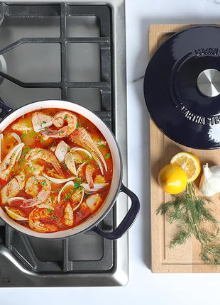 Martha Stewart Gatwick 4 Quart Enamel Cast Iron Dutch Oven - Navy Blue