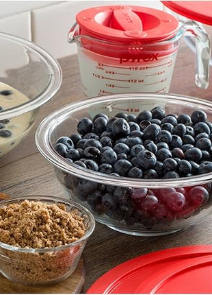 Pyrex 3 Piece Glass Mixing Bowl Set with 1, 1.5, 2.5 Quart Mixing Bowls for Kitchen, Baking, and Storage, Microwave, Freezer, and Dishwasher Safe , Proudly Made in the USA