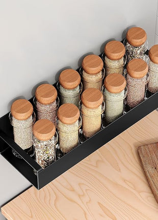 4 Pack Moveable Fridge Magnetic Spice Racks,Metal Black