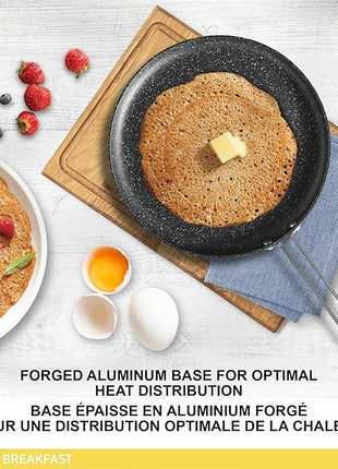 Starfrit The Rock 16cm (6.5") Non-Stick Egg Fry Pan - Durable Forged Aluminum - Oven Safe - PFOA Free - Easy to Clean - Black